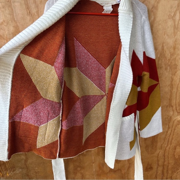 Jen’s Pirate Booty Freedom Star Cardigan Rust Yellow Reversible Holiday Sweater - Picture 8 of 15